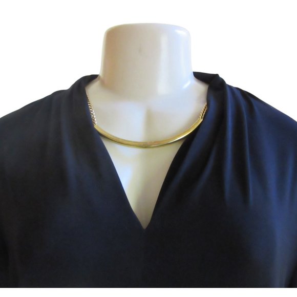 NWT Ellen Tracy Black Top w Detachable Gold Tone Necklace in Size XLarge - Picture 2 of 7